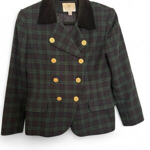 Plaid Vintage Double-Breasted Women's Jacket Size 8